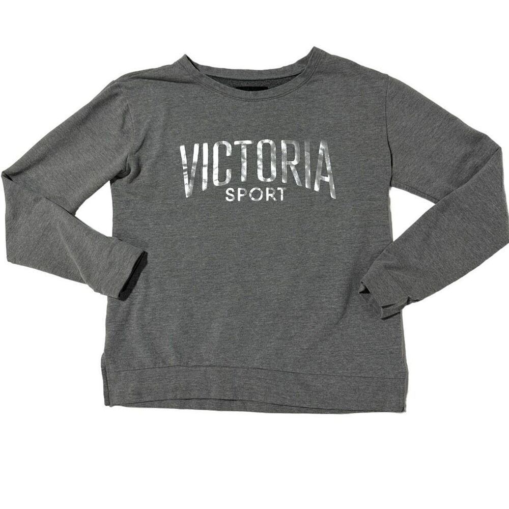Victoria's Secret Womens Gray Long Sleeve Crew Neck Graphic Print Sweatshirt Siz - Picture 7 of 15